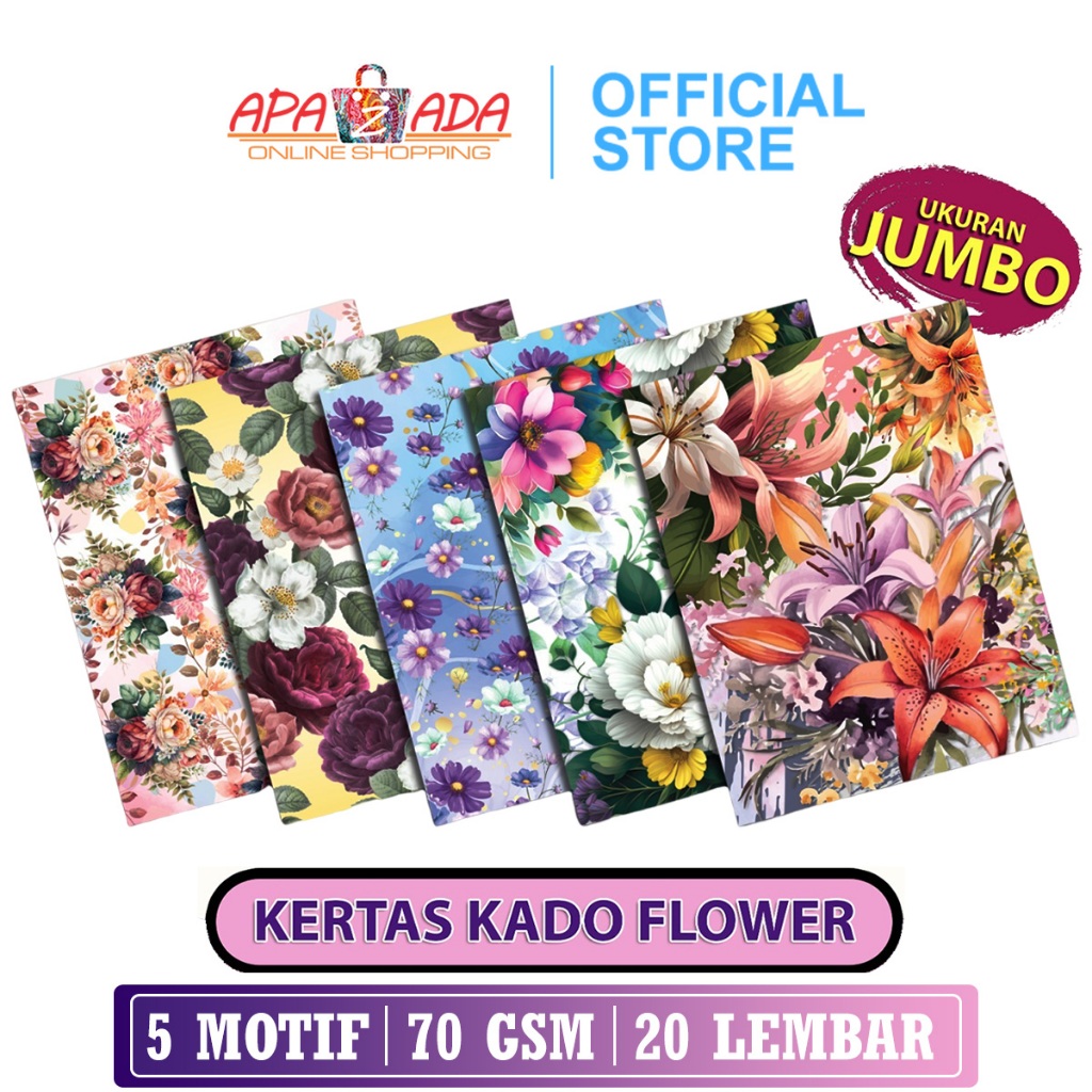 

Apazada - Kertas Kado JUMBO Grosir Murah Motif Mix [20 Lembar] / Bungkus Kado Untk Pengiriman Hadiah