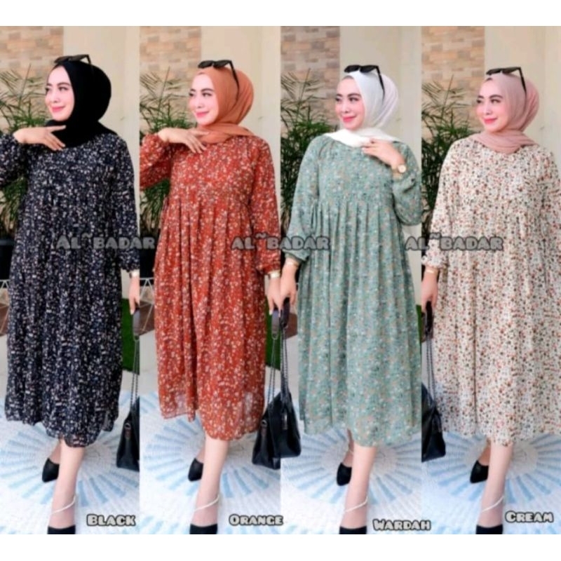 MIDI DRESS DEWASA/MIDI DRESS CERUTY BABYDOLL/MIDI DRES MOTIF/MODEL BUNGA KECIL