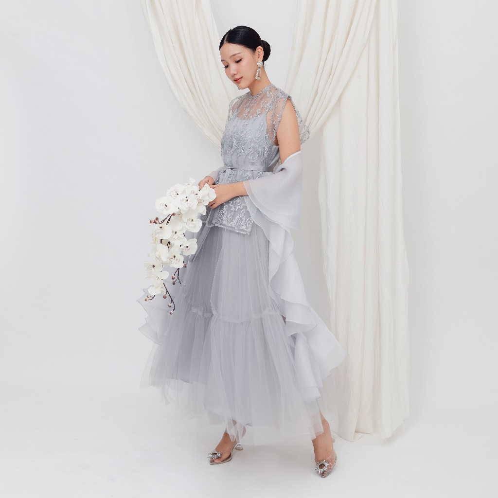 OFFICAL CROI - Kayana Set Dress Hijab & Non Hijab in Purple Haze & Silver // dress lace hijab / dres