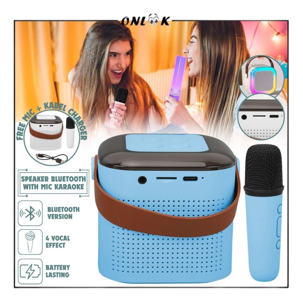 ONLOOK Speaker Bluetooth Mini Portabel dengan Efek Pengubah Suara dan Lampu LED for Karaoke / Party