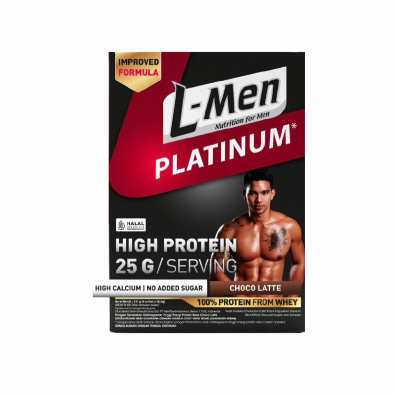 L-Men Platinum Coklat Box 6 Sachet (25g protein/serving)