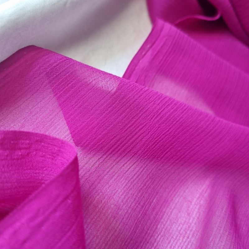 Kain Chiffon Yoryu | Bahan Sifon Semi Sutra Crinkle ( Sari India )