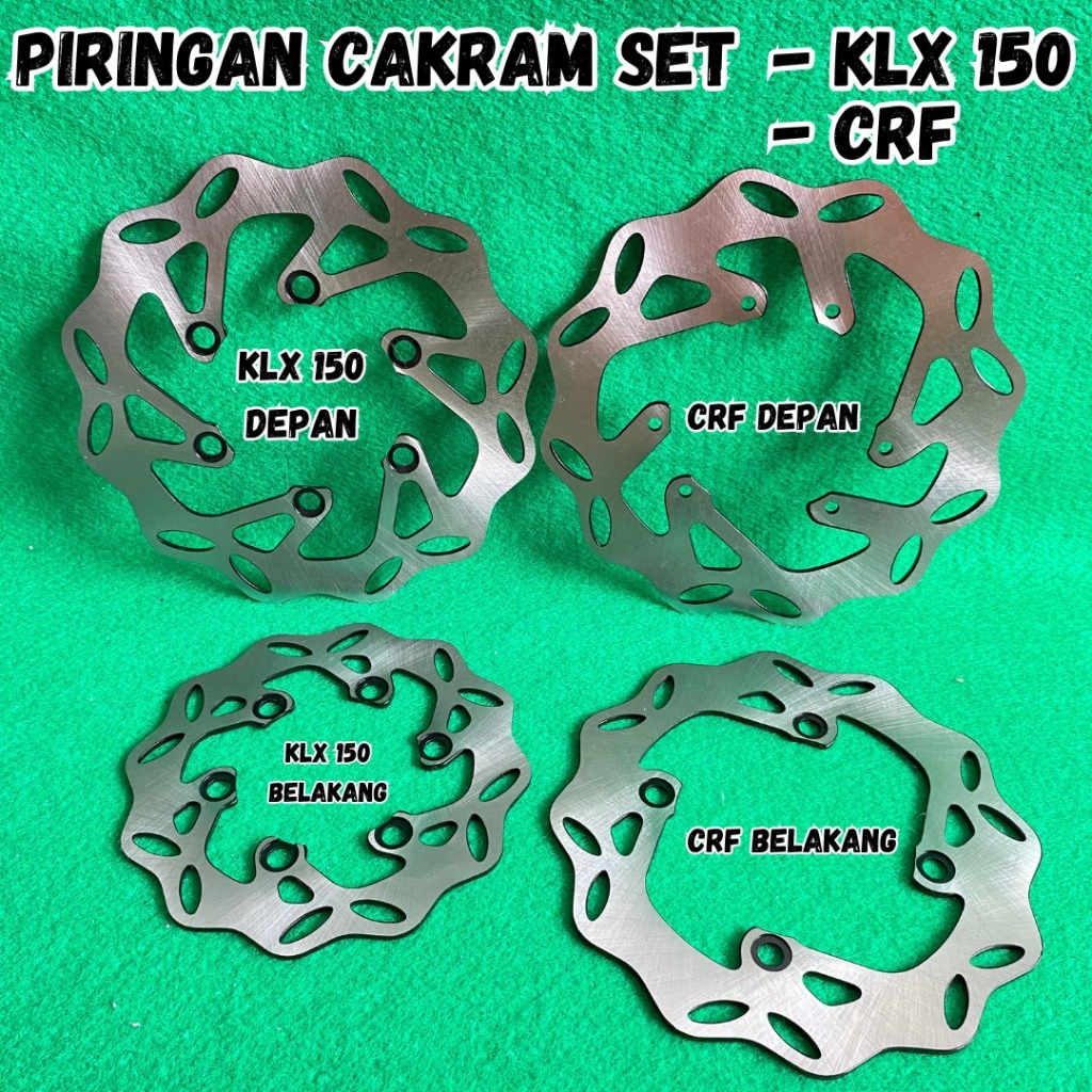 DISC BRAKE REAR FRONT DISK CAKRAM STANDAR PABRIK DEPAN BELAKANG SET MOTOR CRF KLX 150 BAJA TEBAL 4MM