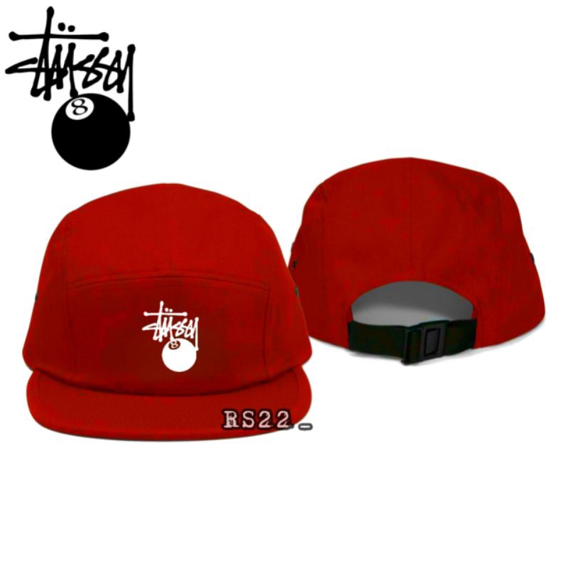 TOPI 5 PANEL STUSSY 8 BALL - FIVE PANEL SIX PANEL SNAPBACK HAT CAP CASUAL