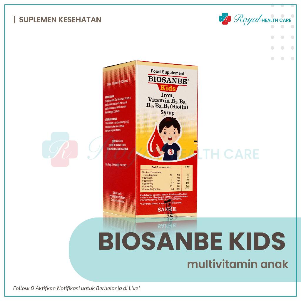 BIOSANBE KIDS SIRUP 120 ML Memenuhi Kebutuhan Zat Besi dan Vitamin B pada Anak