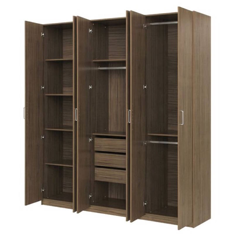 Almari Pakaian Kayu Jati Minimalis 6 Pintu Modern