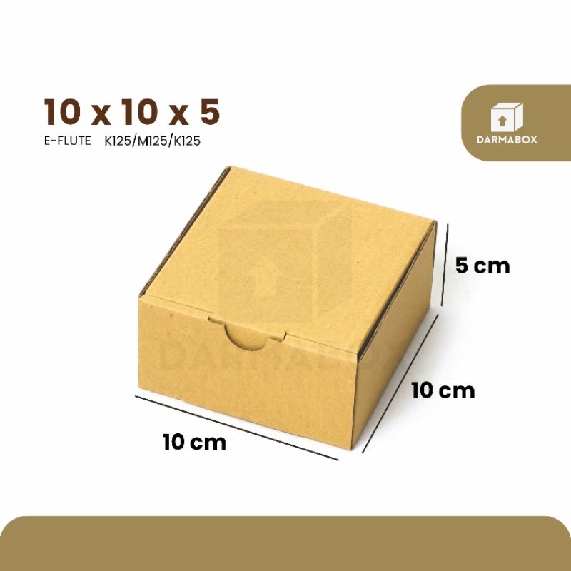 

Box 10x10x5 E-Flute K125 Packaging Jam/Aksesoris/Kotak Kado/Hampers/Kardus/Box