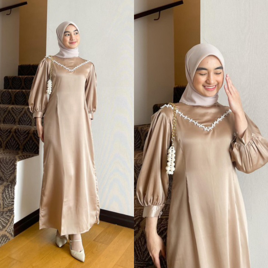 Calendula Dress Premium Maxy Material Full Maxmara Grade A//Dress Polos Mix Tille Mutiara Payet Gami