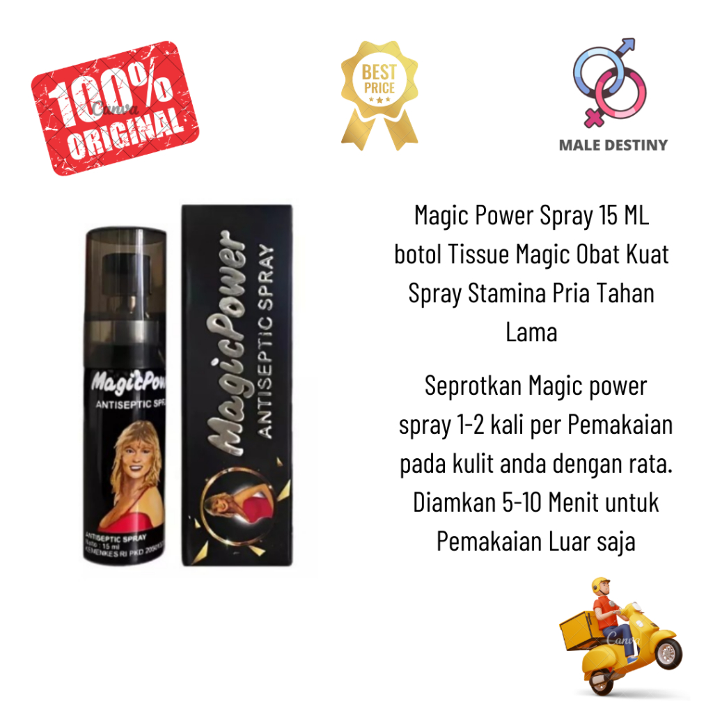 Magic Power Spray botol Tissue Magic Obat Kuat Spray Stamina Pria Tahan Lama (15 ml) Tissue Magic