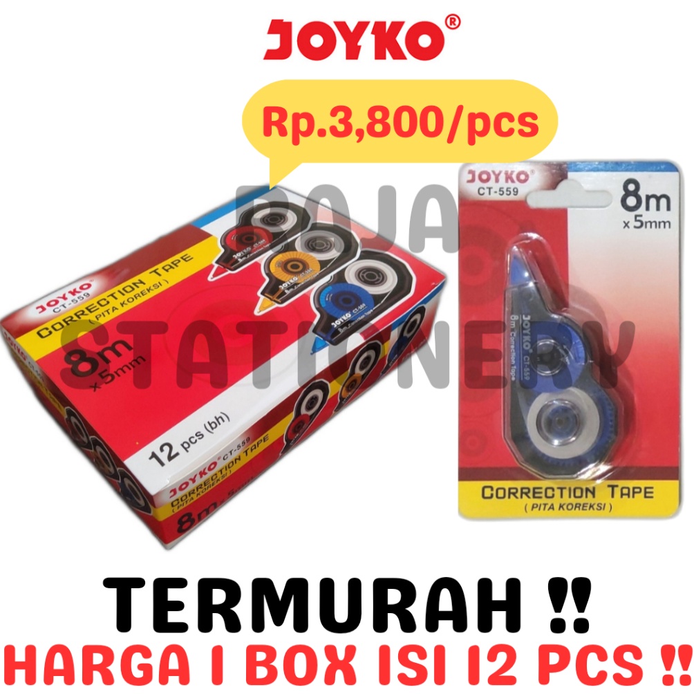 

KODE W1E6 JOYKO CORRECTION TAPE 8m TIPEX KERTAS JOYKO TIPE X TIP CT559 12PCS