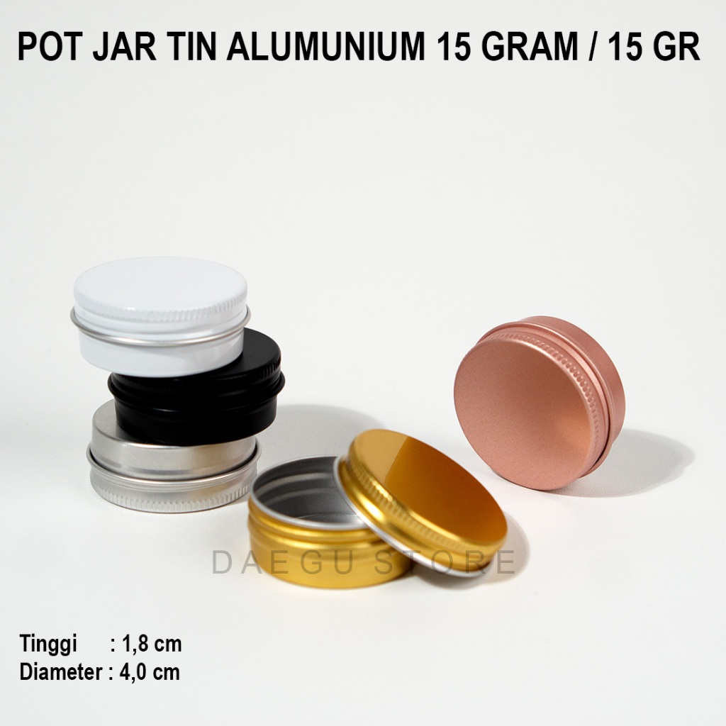 Pot Jar 15 Gram Tin Aluminium Kaleng Pomade 15 gr Kosmetik Cream / Krim Wadah Skin Care