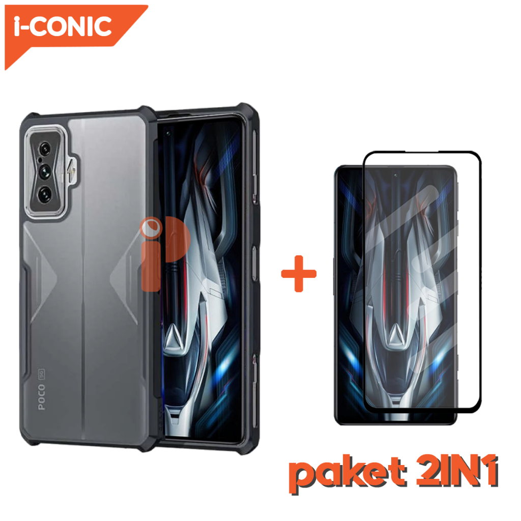 Case Xiaomi Redmi K50,K50 Gaming Airbag Shockproof Transparent Casing Dan Tempered Glass Layar