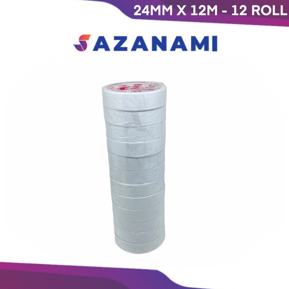 

DOUBLE TAPE 1 24MM x 12 M DOUBLETAPE KERTAS PUTIH SAZANAMI ISI 12ROL KODE B7Z1