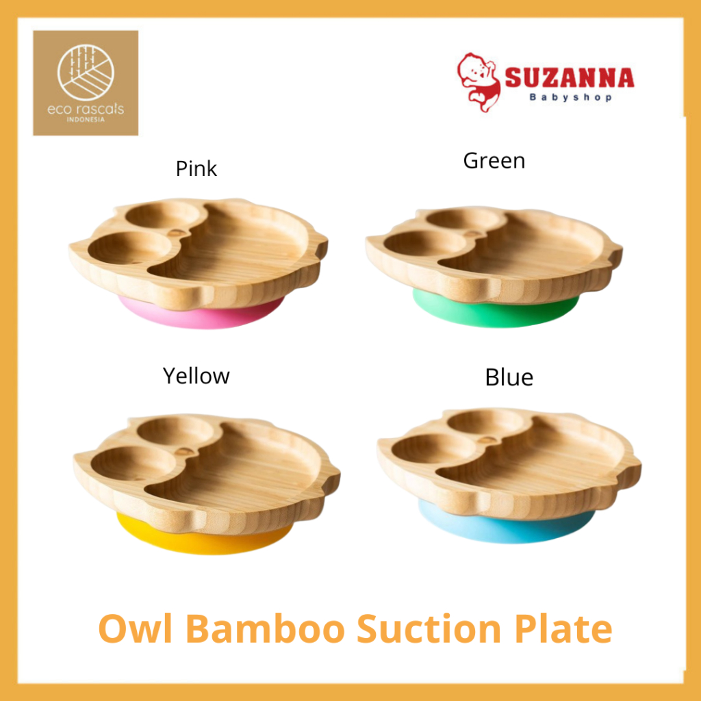 Eco Rascals Owl Bamboo Suction Plate - Piring Makan Anak