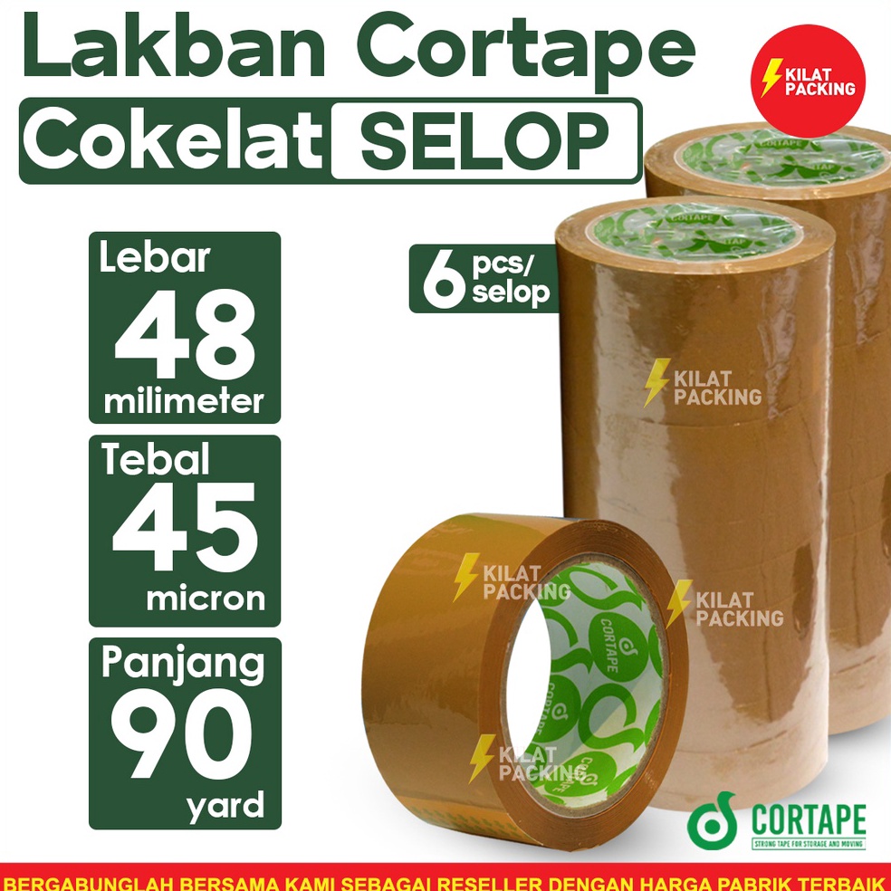 

Lakban Cortape Coklat 48 mm x 9 yard Ekonomis Termurah 1 Selop KODE I2V1