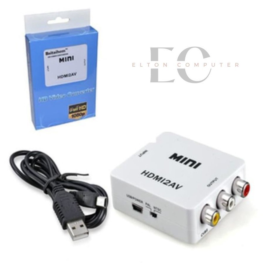 EltonComp  Mini HDMI to AV RCA Converter Adapter  Converter HDMI to AV RCA  HDMI to AV  HDMI to RCA 