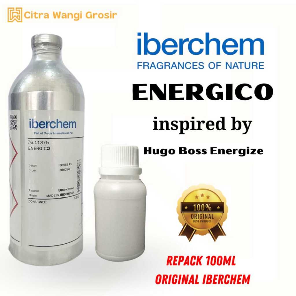 (100 GR) ENERGICO IBERCHEM REPACK 100 GR.SEARAH HUGO BOSS ENERGIZE BIBIT PARFUM ORIGINAL. MURNI 100%
