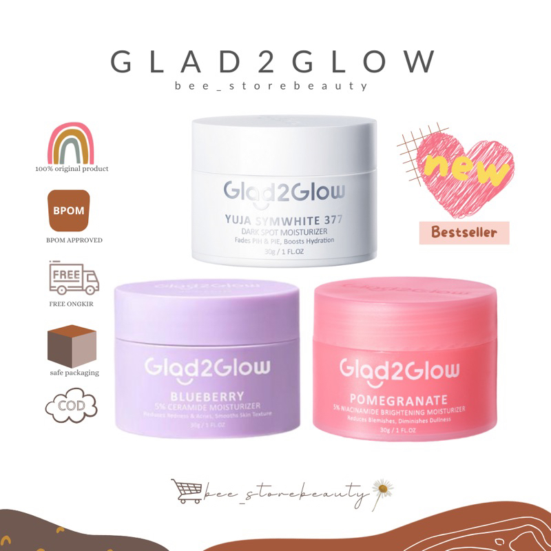 Glad2glow - glad2glow 5% blueberry ceramide moisturizer & glad2glow pomegranate 5% niacinamide brigh