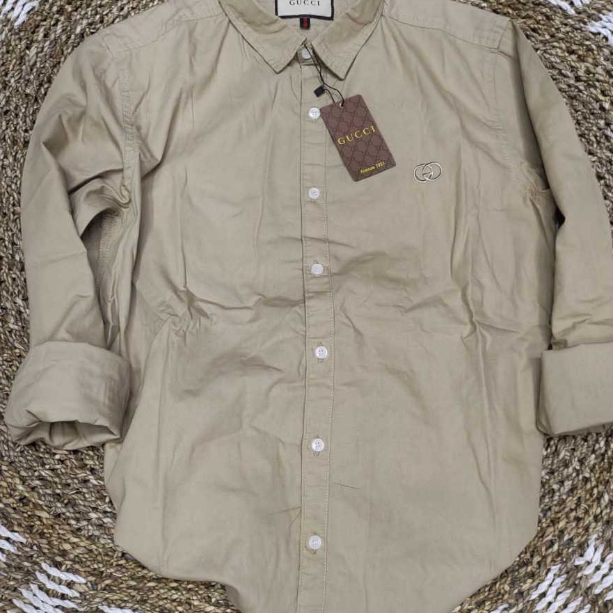 Istimewa Kemeja Pria GUCCI Import QualityKemeja Lengan Panjang Catton PolosKemeja Terbaru Formal Kan