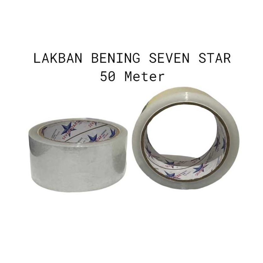 

Lakban Isolasi bening Ukuran Real 50 Meter Lebar 4.8 cm Merk Seven Star