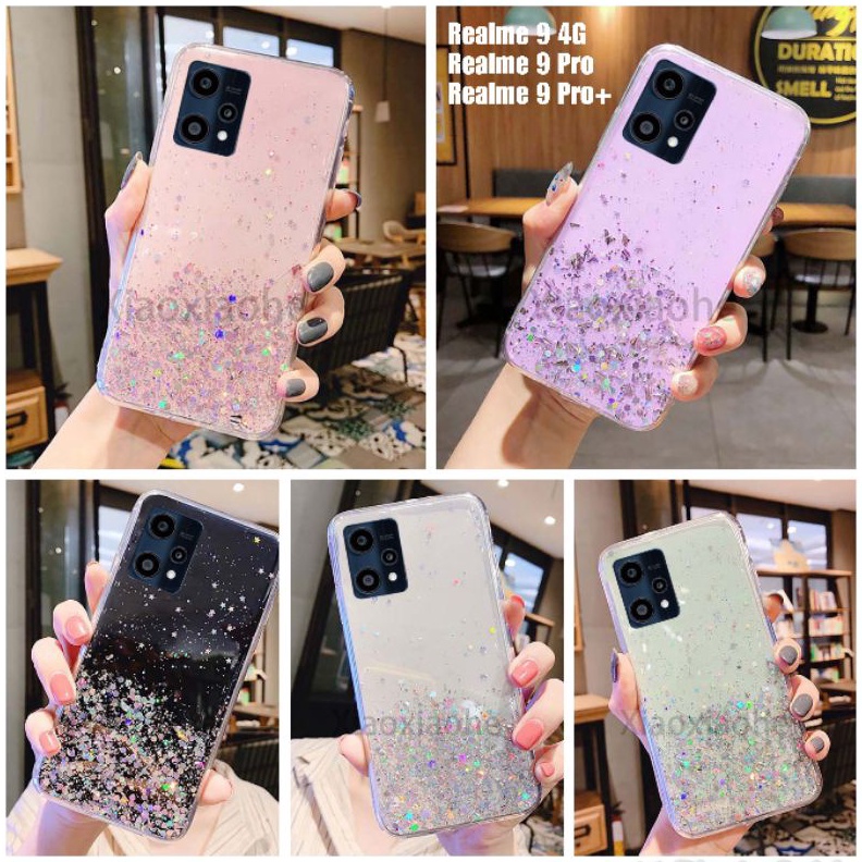 SERENTAK Realme 9 4G Realme 9 Pro Realme 9 Pro Soft Case Tpu Bahan Premium Glitter Glossy