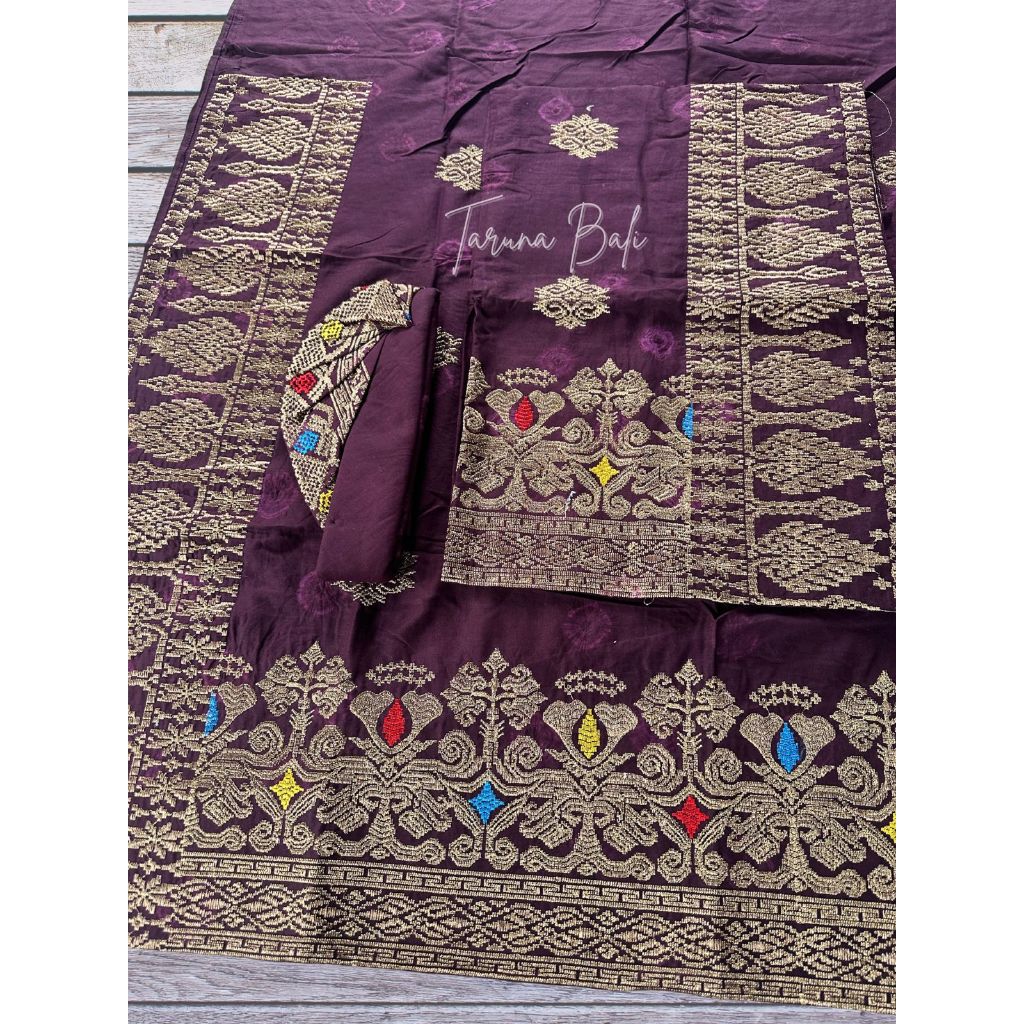 SET COUPLE KAMEN SAPUT UDENG SONGKET BORDIR | PAKAIAN ADAT BALI | JUMPUTAN MANGGIS GOLD