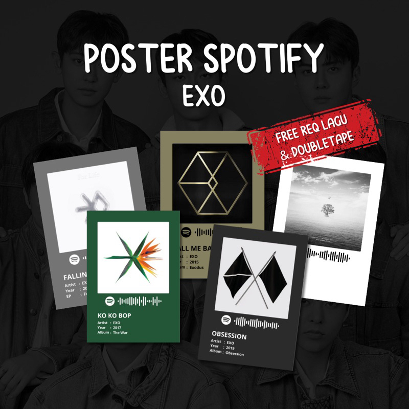 Poster Spotify Exo | Poster Aesthetic A5 | Poster Dinding | Hiasan Dinding | Room Decor | Poster Kpo