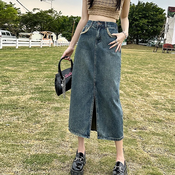 Terkini Cewekid rok belah samping jeansrok 7 8 wanita import premiumskirt jumbo ripped denim rok jea