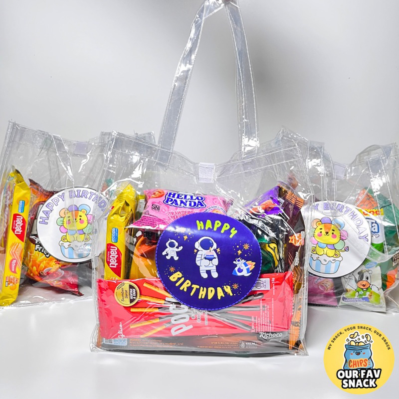 

( Bebas Custom )Paket Snack Ulang Tahun Goodie Bag Hampers Ultah Bingkisan Snack Ultah Hampers Snack