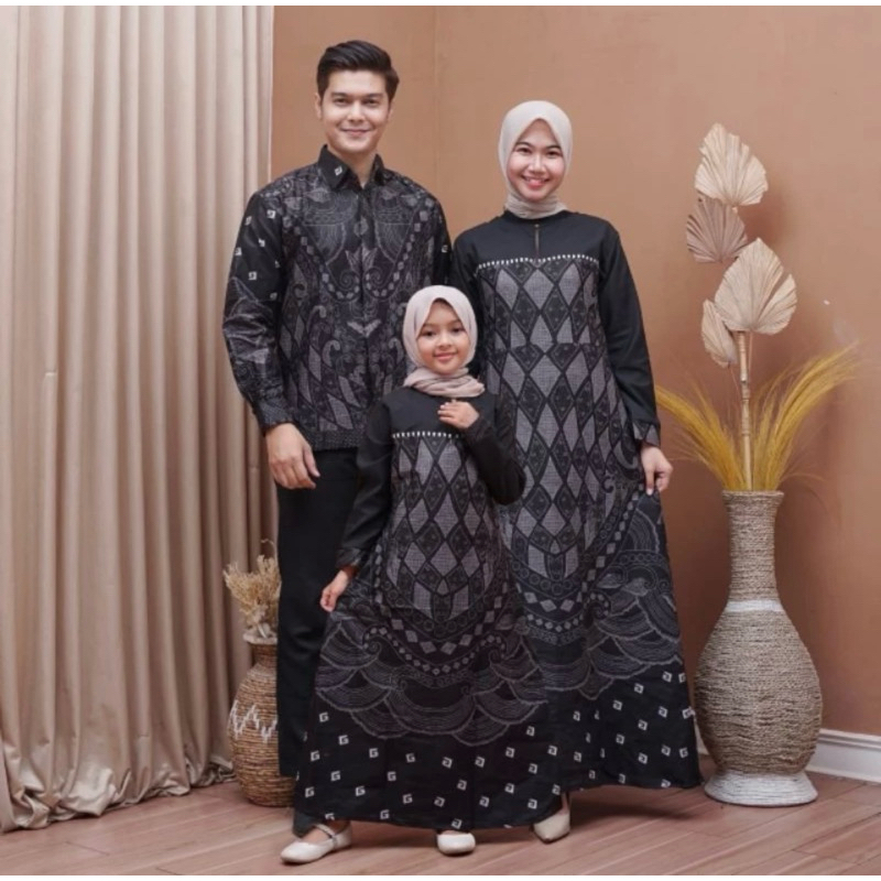 Gamis batik couple G abu|Gamis batik terbaru| Gamis batik kombinasi|batik couple kondangan