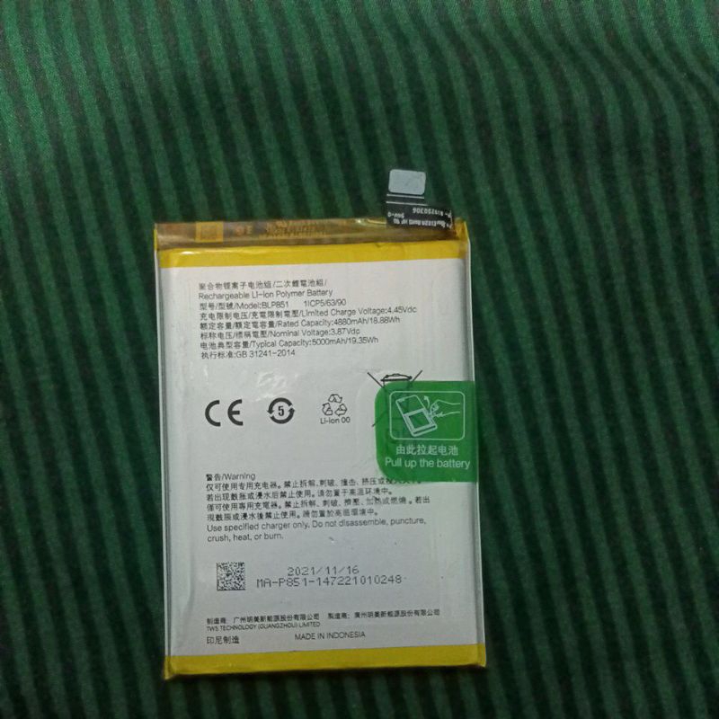 BATERAI OPPO A95 A74 BLP851 ORI COPOTAN