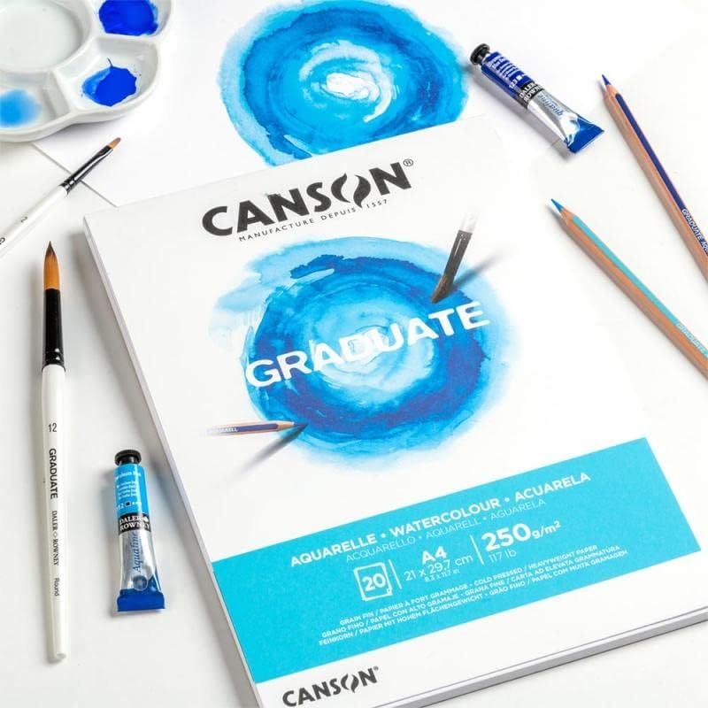 

CANSON Graduate Watercolour Paper Pad A4 - 250gsm - 20 Sheets Glued Pad / Watercolor Paper