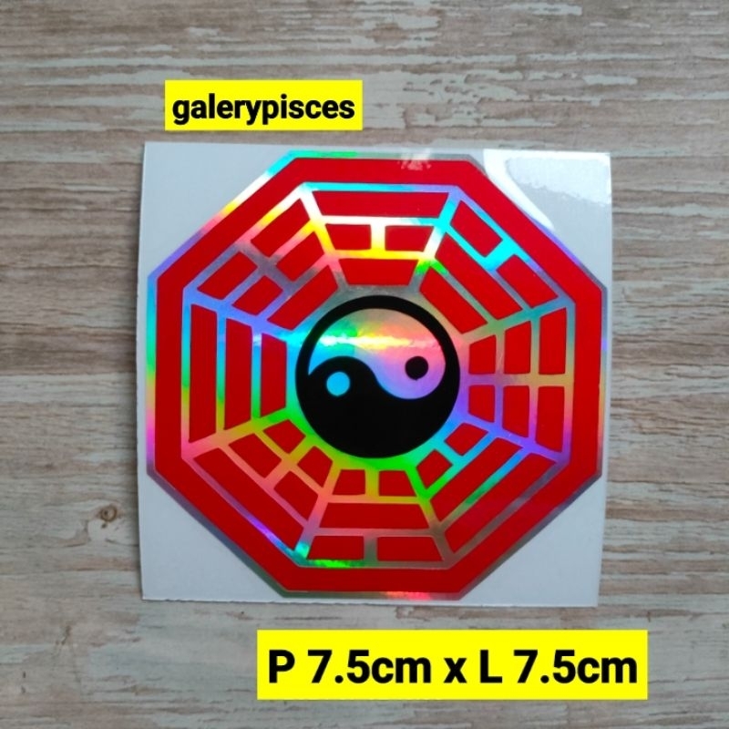 stiker simbol yin yang stiker hologram