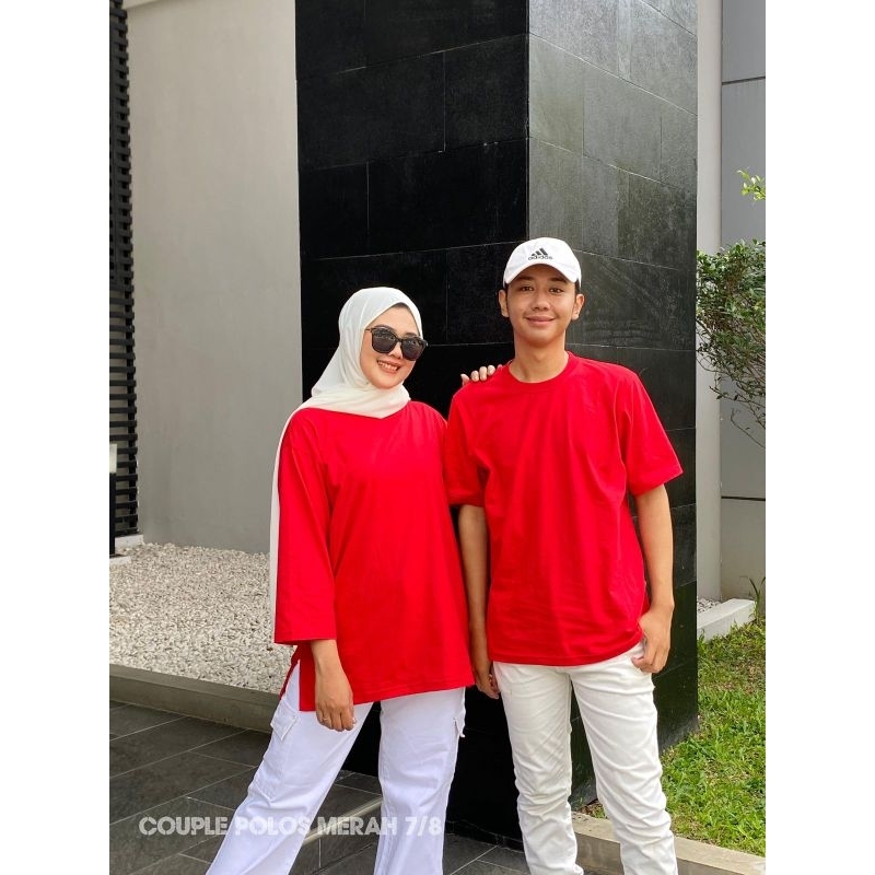 kaos polos couple oversize belah samping terbaru / kaos atasan pria wanita couple terbaru / atasan c