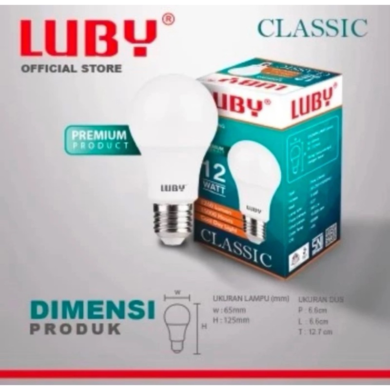 Luby classic 12 watt warm white / kuning