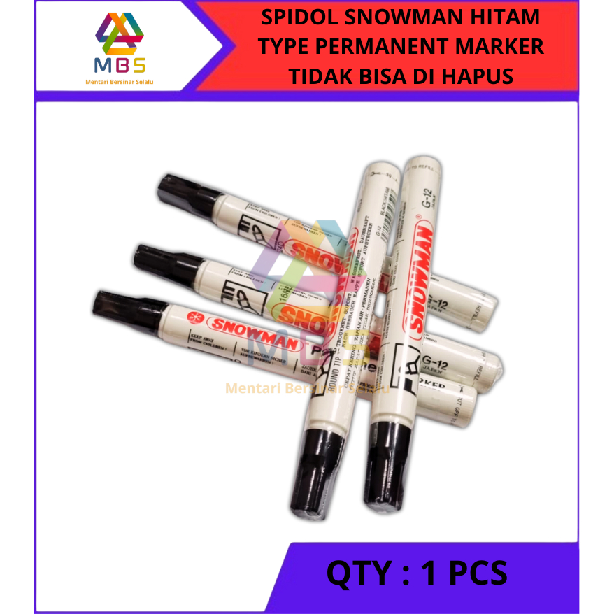 

HARGA 1 PCS SPIDOL SNOWMAN HITAM PERMANENT MARKER TIDAK BISA DIHAPUS TYPE G-12