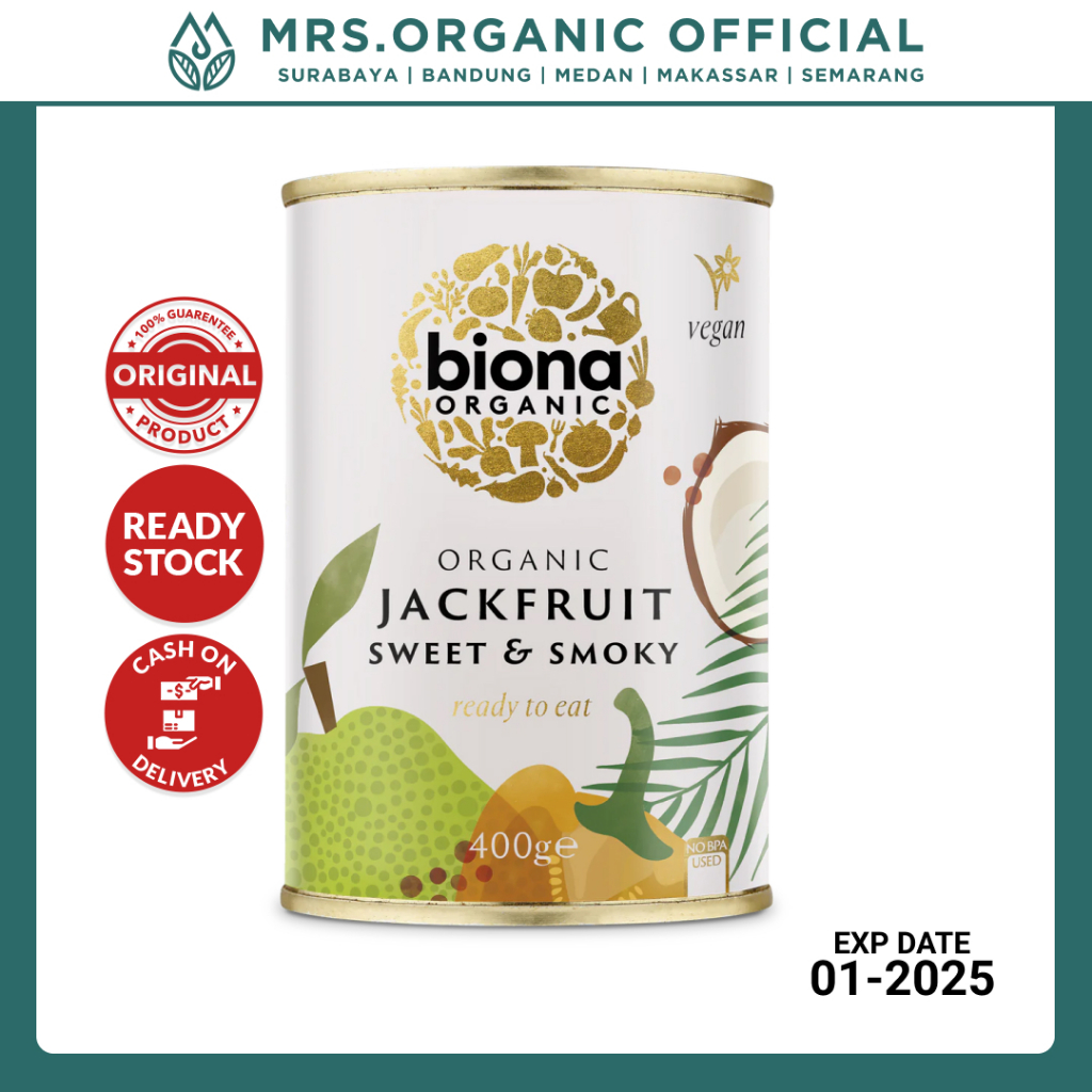 

Sayuran Buah Nangka Kaleng Biona Organic Sweet & Smoky Jackfruit 400 g
