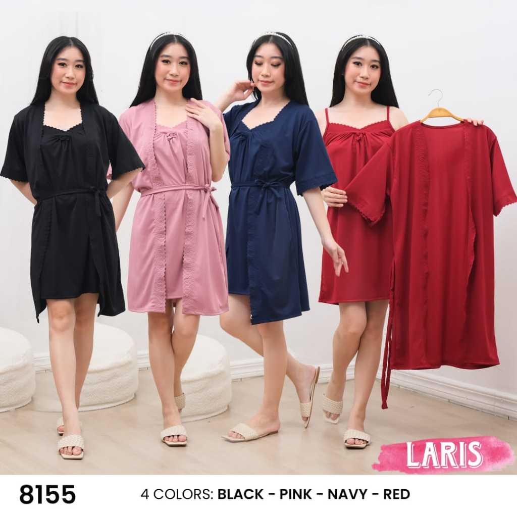 Laris - Dress Kimono 2in1 size STANDAR & JUMBO  / Kimono Lingerie Sexy Wanita