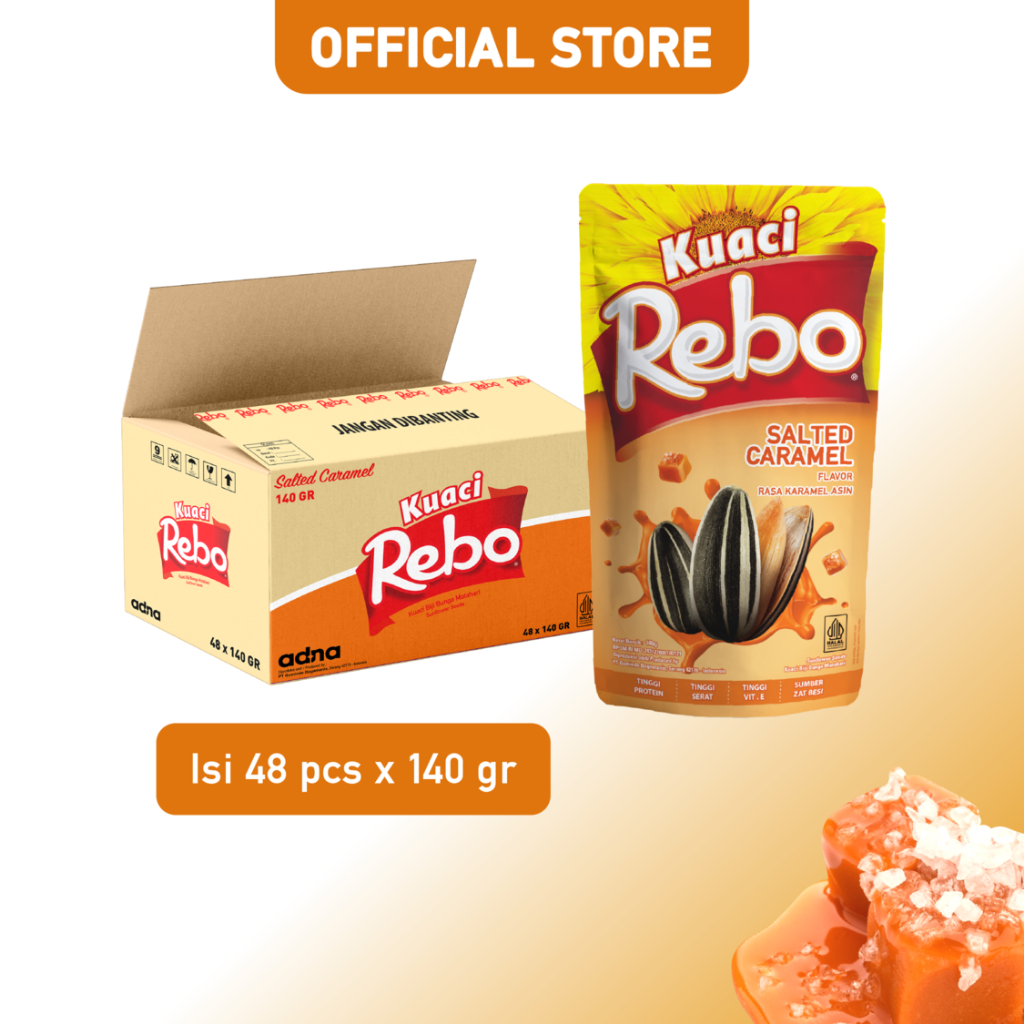 

Rebo Kuaci Rasa Caramel 140 Gram - 1 Dus (Isi 48 Pcs)