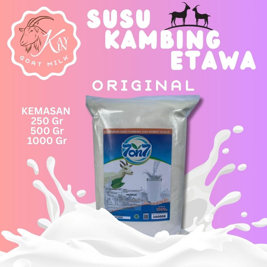 

SUSU KAMBING ETAWA 500gr FULL CREAM RASA ORIGINAL, VANILLA, COKLAT, dan STRAWBERRY