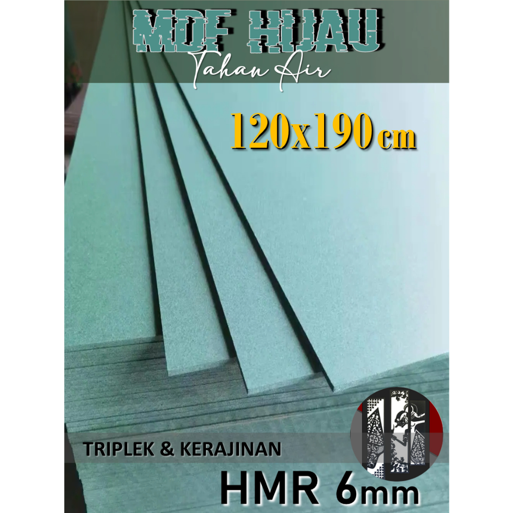HMR 6mm | MDF HIJAU 6mm 120x190 cm Kualitas Premium (120 x 190 | 190x120 | 190 x 120 cm)