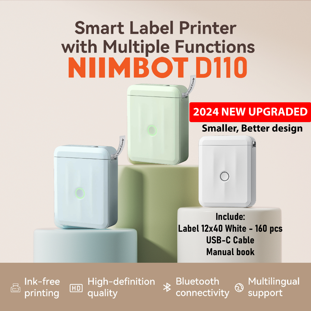 

NEW 2024 Super Light Portable Bluetooth Niimbot D110 Label Stiker Printer