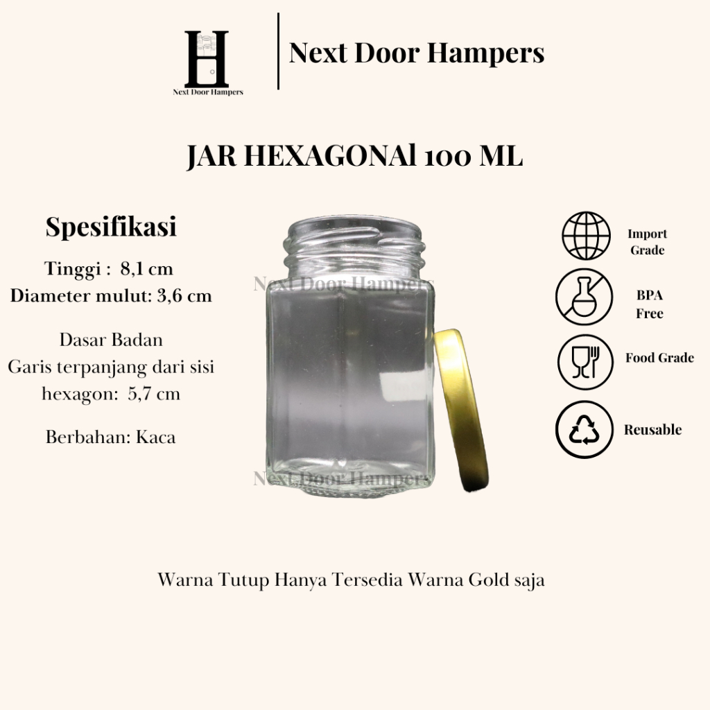 Jar Hexagonal 100ML/ Jar Bumbu/ Jar saus 100ML