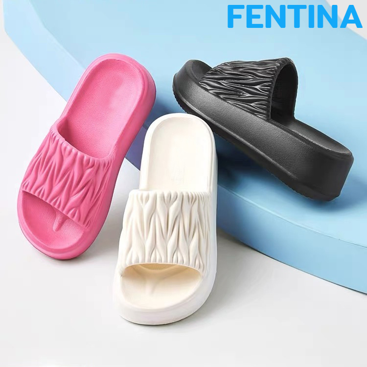 FENTINA Sandal Fuji Wanita Kekinian Korea Wedges Platform Wanita Karet Terbaru Tinggi Anti Slip