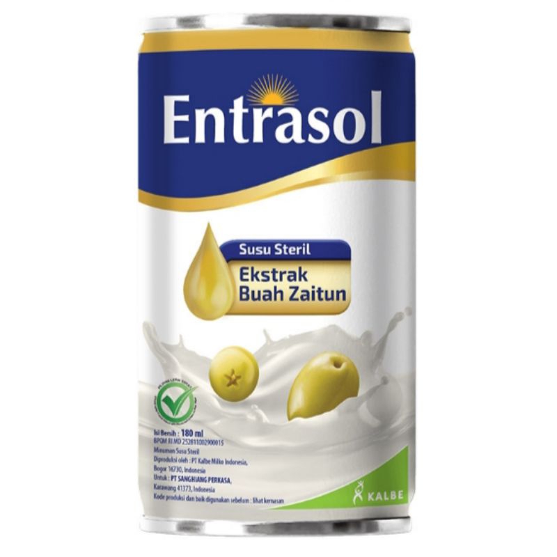 

Entrasol Can Susu Steril dengan Ekstrak Buah Zaitun dan Kalsium 180Ml