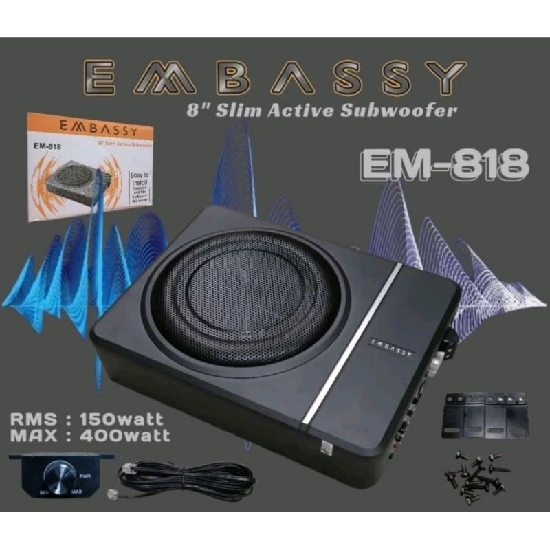 Subwoofer kolong Embassy EM-818 Subwoofer Aktif Embassy EM-818