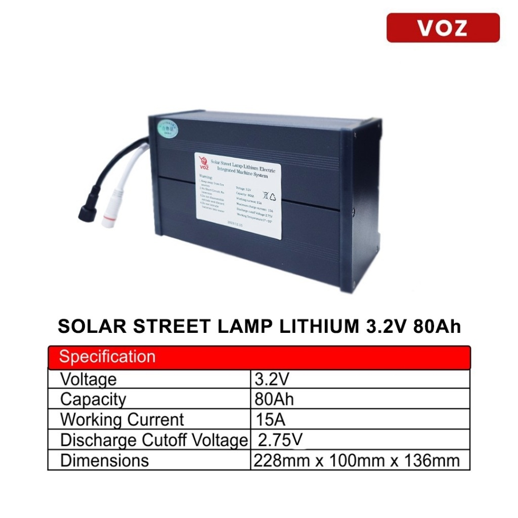 VOZ SOLAR STREET LAMP LITHIUM LIFEPO4 LIGHT 3.2V 80 AH - Baterai UPS Aki Kering Mainan - Garansi