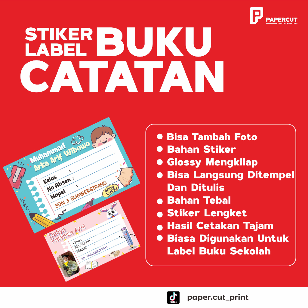 

STIKER LABEL Stiker Buku Catatan Mapel Sekolah Dll