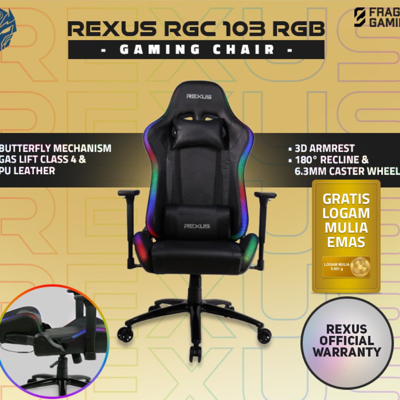 Rexus Gaming Chair / Kursi Gaming RGC 103 V2 RGB LED