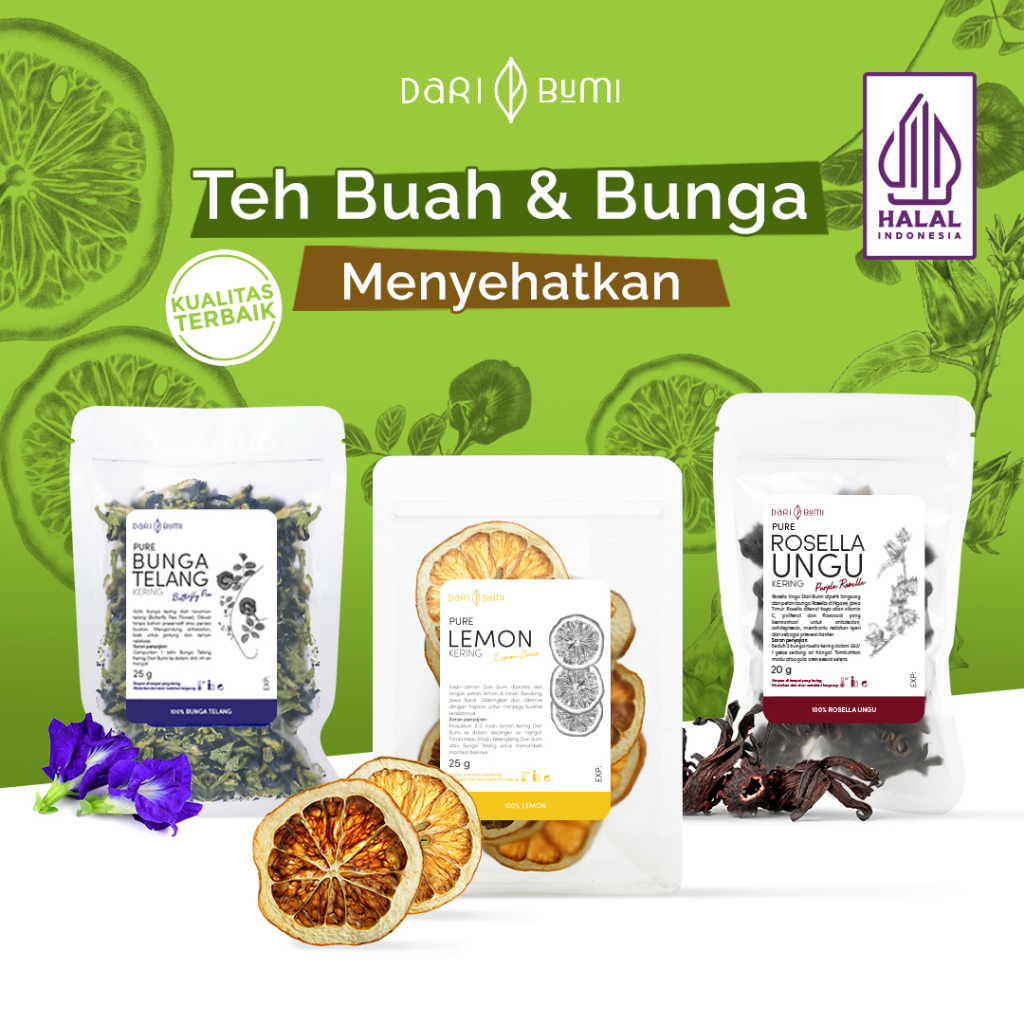 

Dari Bumi Teh Premium Varian Bunga Dan Buah Kering 25g